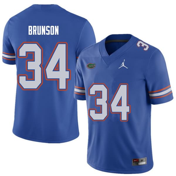 NCAA Florida Gators Lacedrick Brunson Men's #34 Jordan Brand Royal Stitched Authentic College Football Jersey XIS6764OB